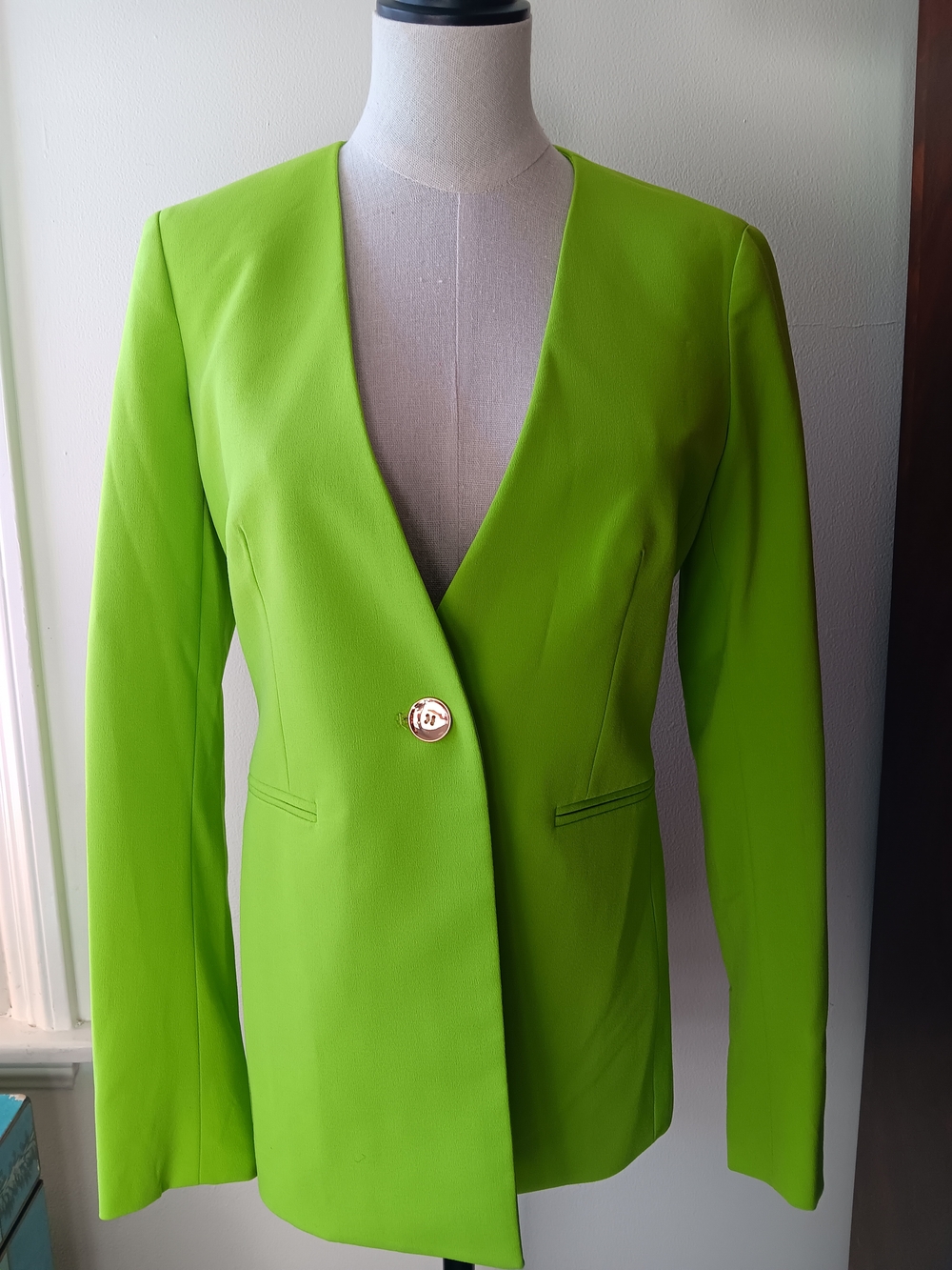 Bar III Lime Green Single-Button Blazer Jacket